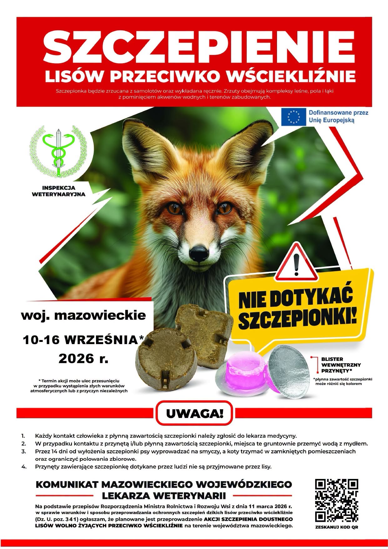 Informacja w sprawie szczepienia lisów przeciwko wściekliźnie