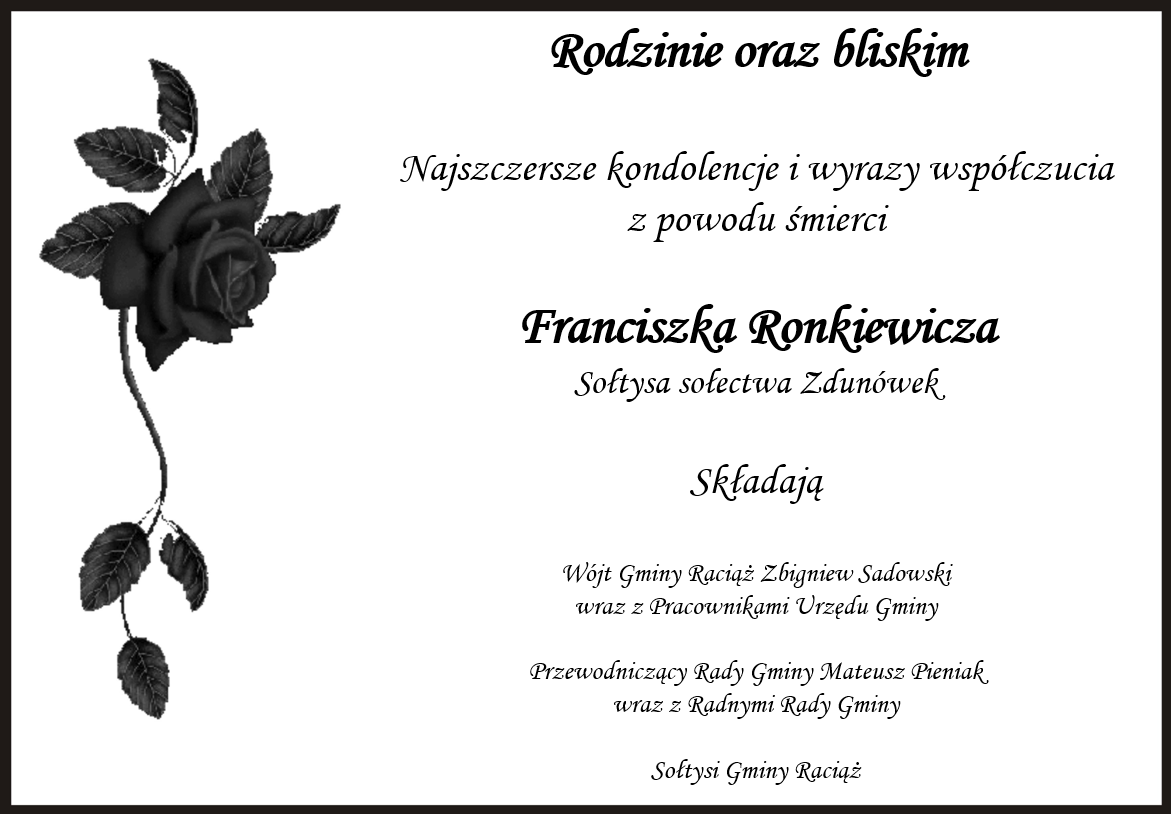 Kondolencje dla rodziny Franciszka Ronkiewicza