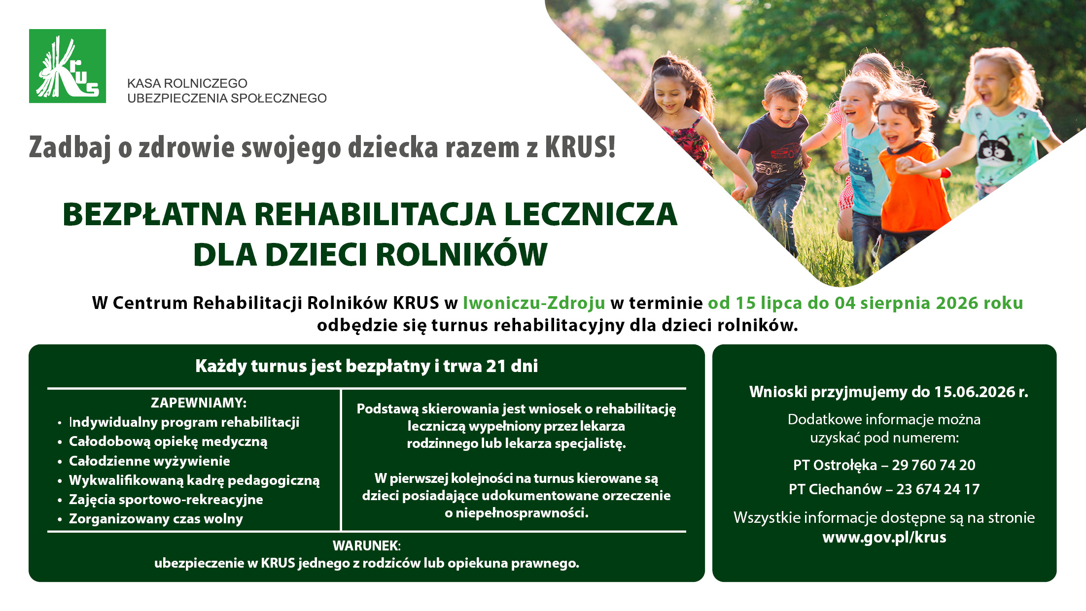 Turnusy rehabilitacyjne dla dzieci rolników w 2026 r.